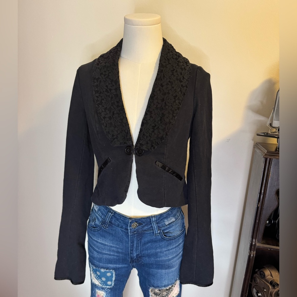 Free People Knit black cropped jacket